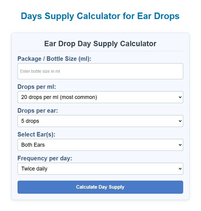 Day Supply Calculator for Ear Drops