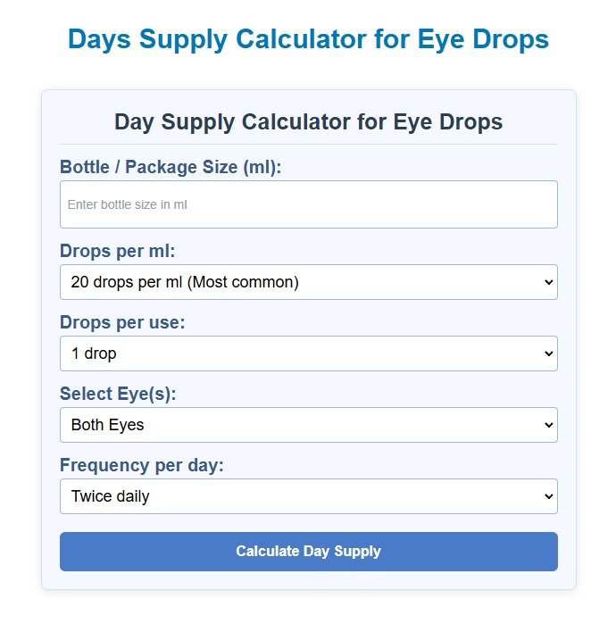Days Supply Calculator for Eye Drops